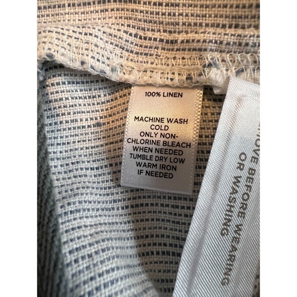 Lou & Grey Loft Linen Asymmetrical Zip Front Jacket Blue White Striped Women's S - Picture 5 of 10